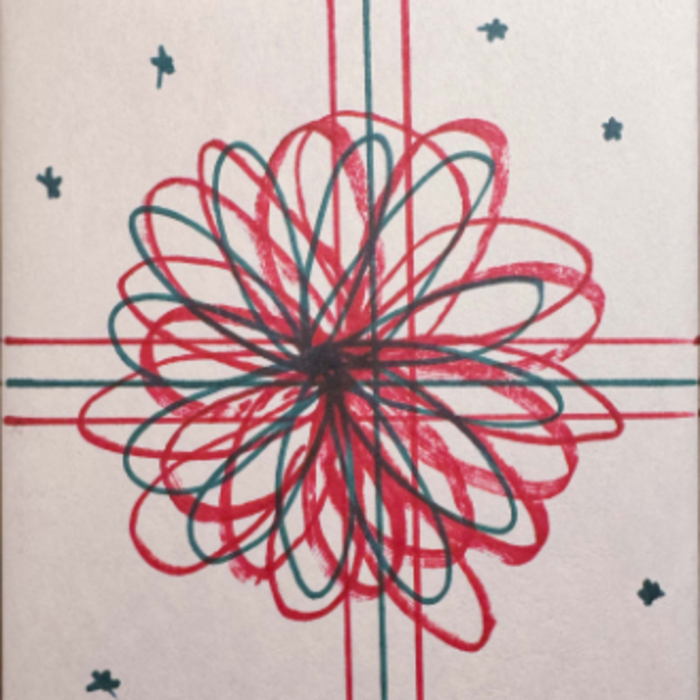 Hand-drawn bow on gift wrap