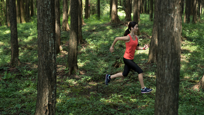 Running in the woods