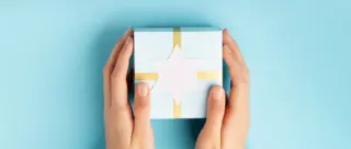 Blue and White wrapped Hanukkah present