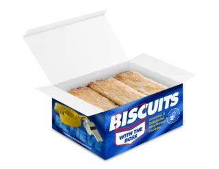 Blue paperboard box of biscuits