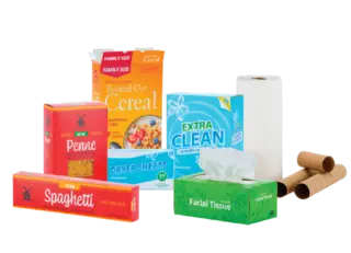 Paper products - pasta boxes, tissues, paper towels