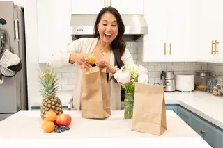 Veena unpackaging groceries
