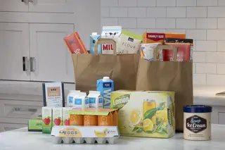 Grocery store items packaged in paper